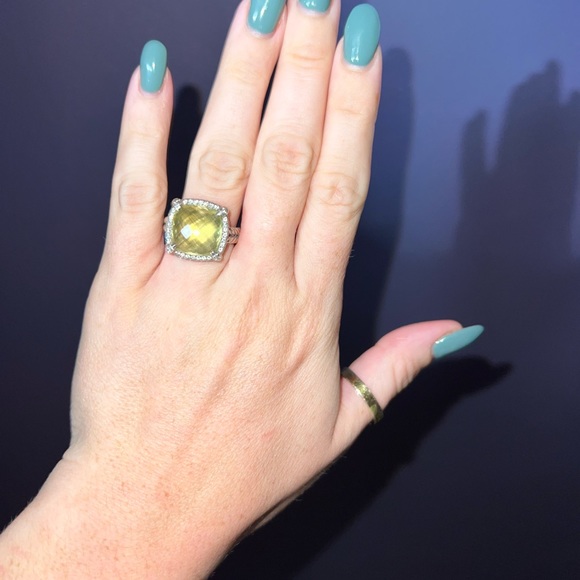 DAVID YURMAN Pavé Bezel Ring in Sterling Silver with Lemon Citrine and Diamonds - Picture 2 of 6